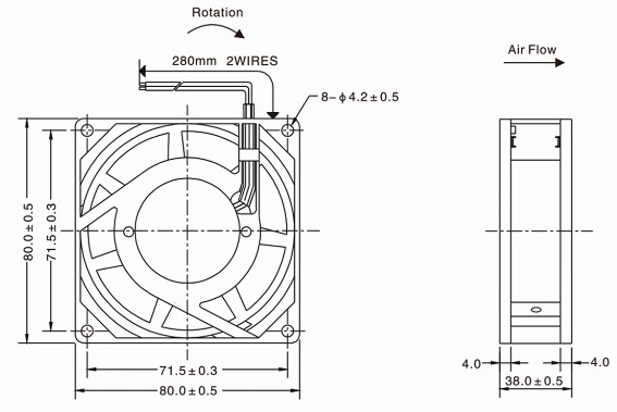 80x38 all metal fan drawing