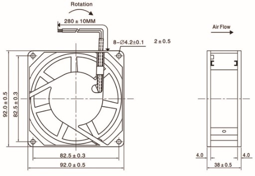 92x38 all metal AC fan drawing